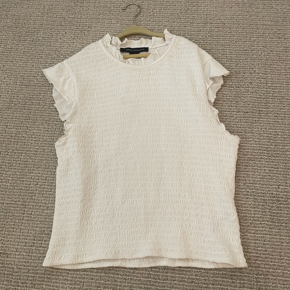 NWT French Connection white ruffle top